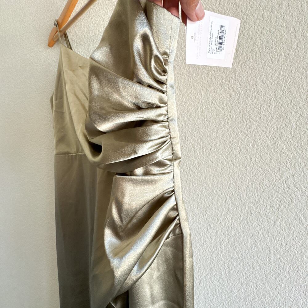 Birdy Grey New Catherine Shiny Satin Moss Green Large Dress - Picture 8 of 16